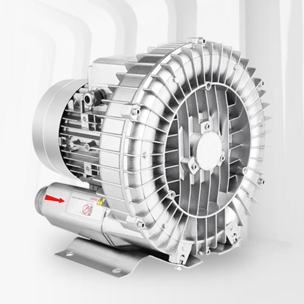 Regenerative Blower 0.5HP/0.74HP/1.49HP 110v Single Phase, Aluminum Alloy High-Pressure Vortex Ring Blower, Industrial Vacuum Pump for Air Blowing(550W/0.74HP)