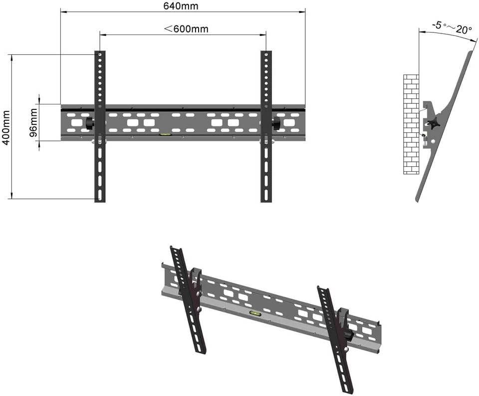 Tesmula gt2-kj 32-70" 400X600/-5~ 20 Wall Mount TV Stand with Spirit Level