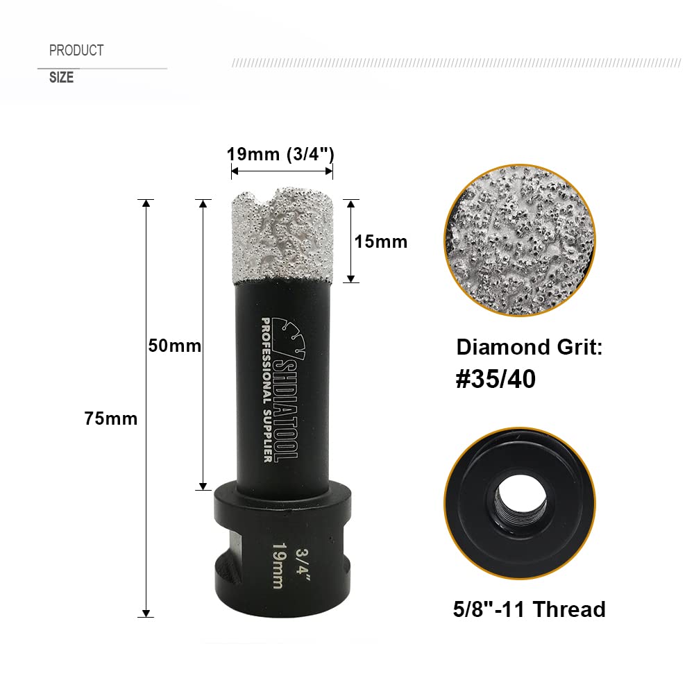 Diamond Core Drill Bits Set 12PCS - DARTOTEK Tile Hole Saw Kit (6/8/10/20/35/50/75/125/20mm/2/SDS/HEX for Porcelain, Ceramic Tile, Granite, Marble, Masonry