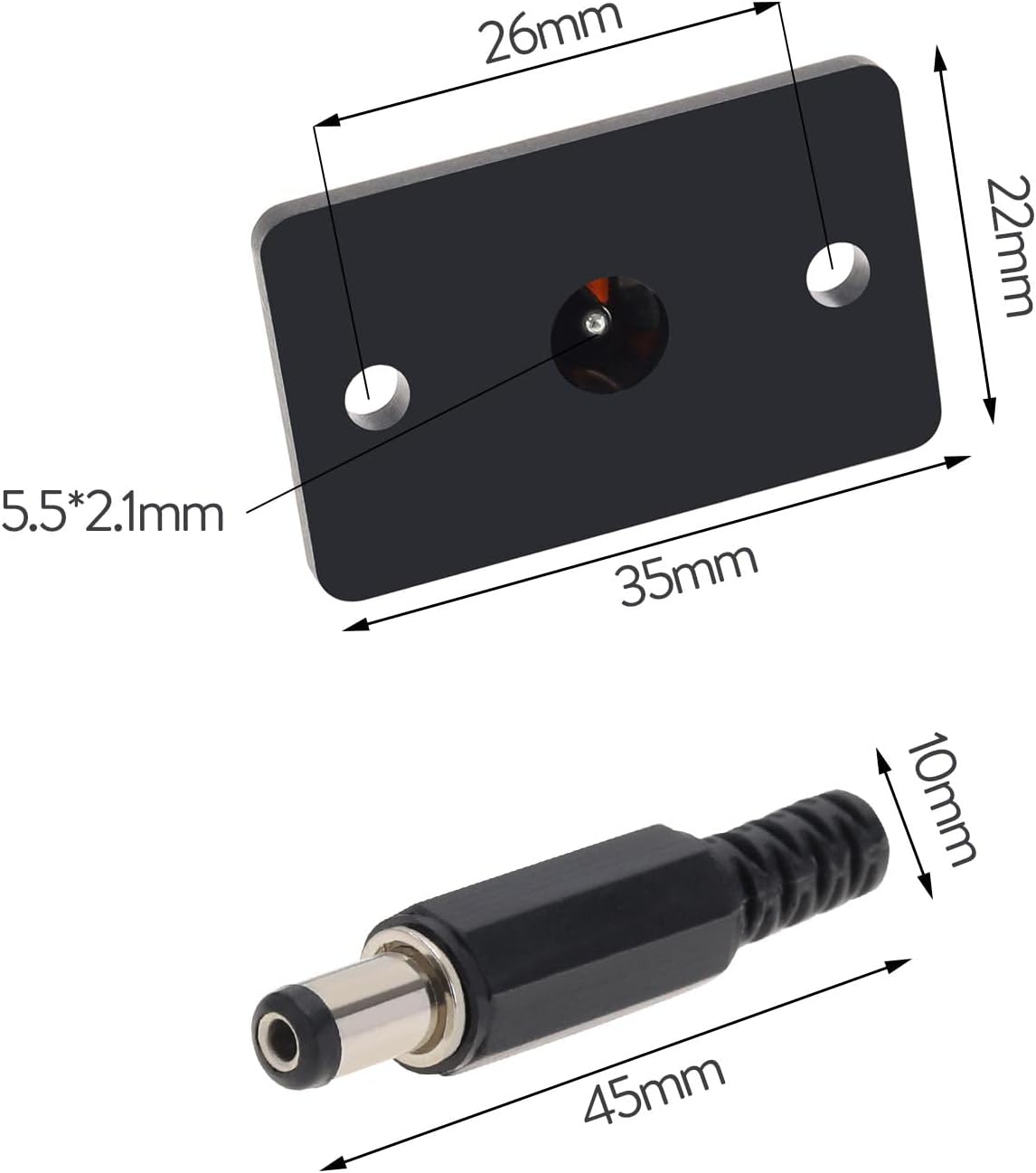 Micro Traders 5 5.5mmx2.1mm Pairs Male Jack & Female Socket Panel Mount Barrel Jack Plug DC Socket Plug for Recorders