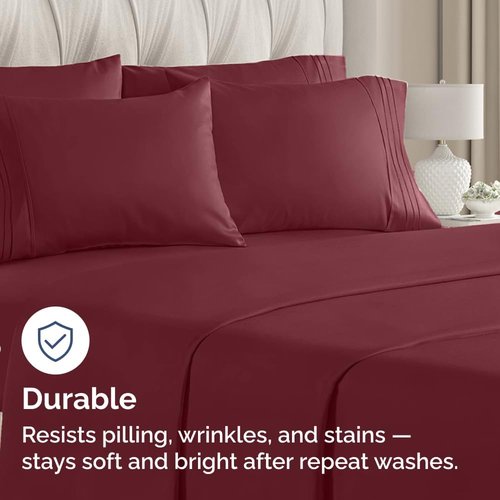 King Pillow Cases by [Brand Name] - Ultra Soft Hotel Quality Covers | Comfy, Wrinkle-Free & Easy Care - 8 Piece Set in Burgundy