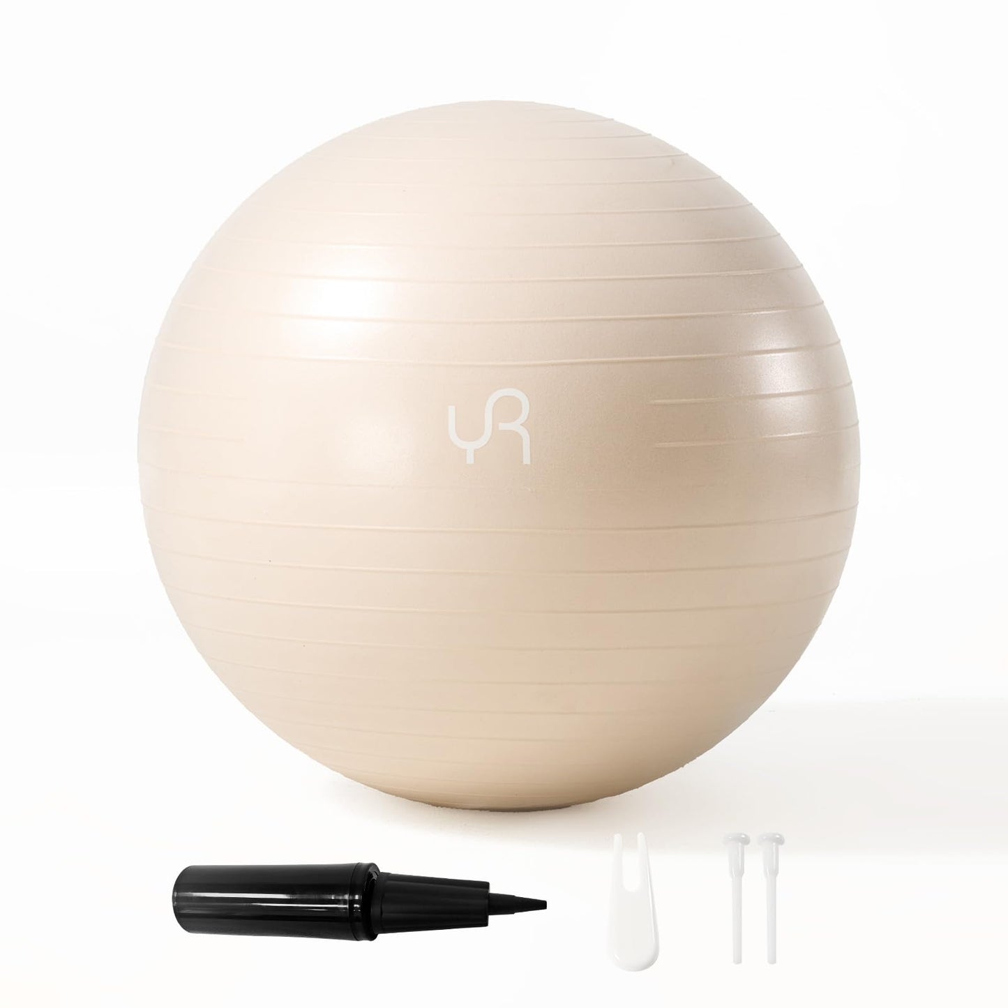YR Exercise Ball 21.6'' Yoga Ball for Workout Pregnancy Stability, Anti Burst Fitness Ball for Home Gym & Office Chair, Core & Balance Training, Physical Therapy - White
