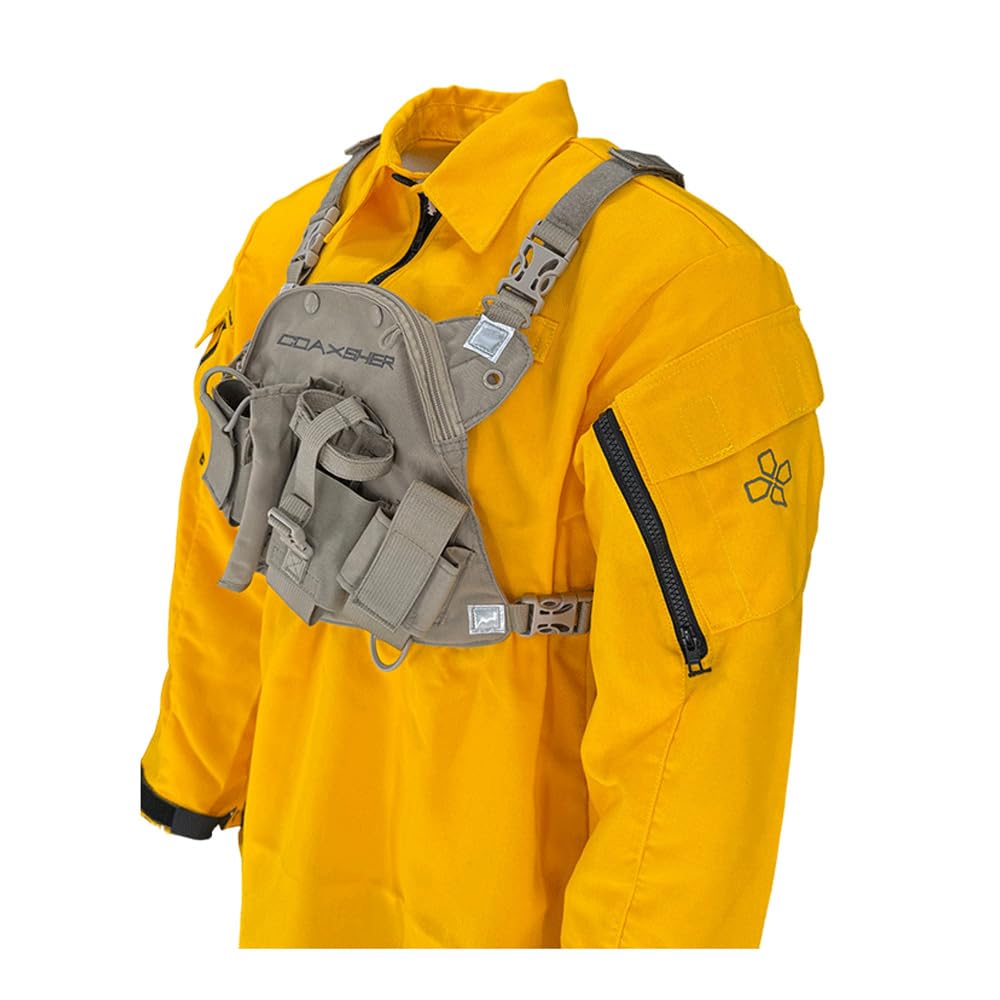 COAXSHER RCP-1 Pro Radio Chest Harness for 2 Way Radio & Electronics | Search and Rescue, Ski Patrol, Emergency Response - Desert Tan