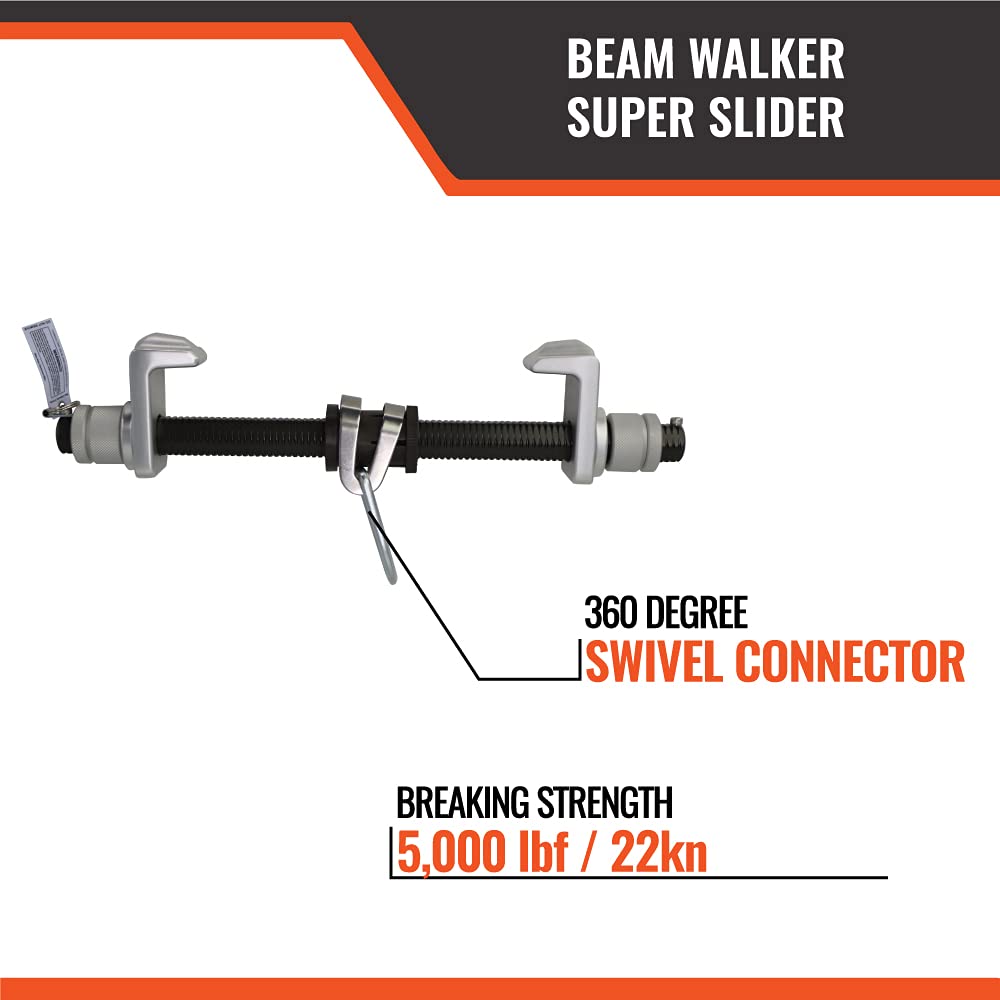 Malta Dynamics Fall Protection Steel Beam Walker Super Slider for 3" - 14", Fall Arrest Roof Anchor, I or H Beam Top Flange, Sliding Anchor Beamer, Construction & Roofing - OSHA/ANSI Compliant