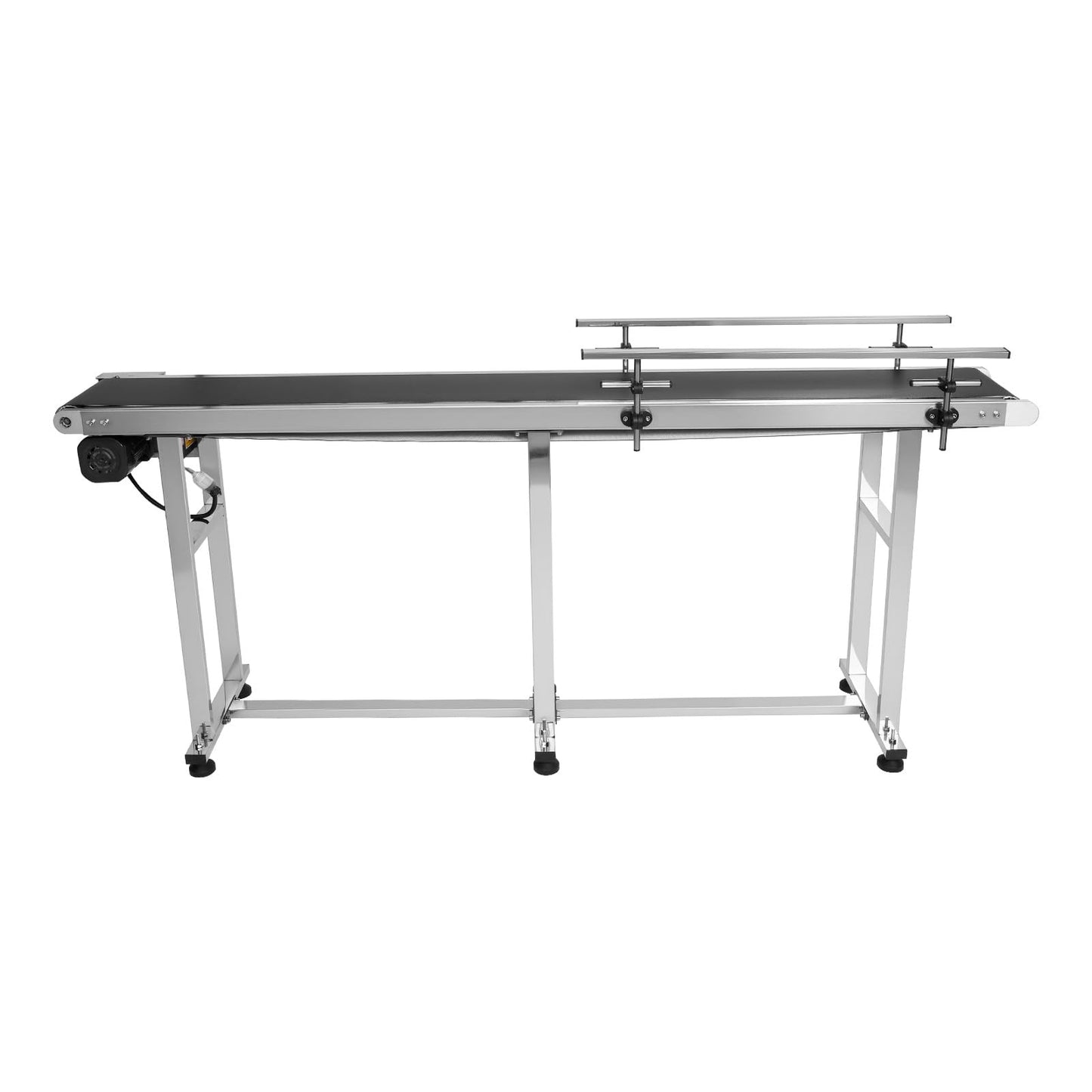 VEVOR PVC Belt Conveyor 71″x 7.8″, Electric PVC Conveyor 110V Adjustable Automatic Speed, Conveyor Machine with Double Guardrail, in Stainless Steel, Industrial Transport Equipment