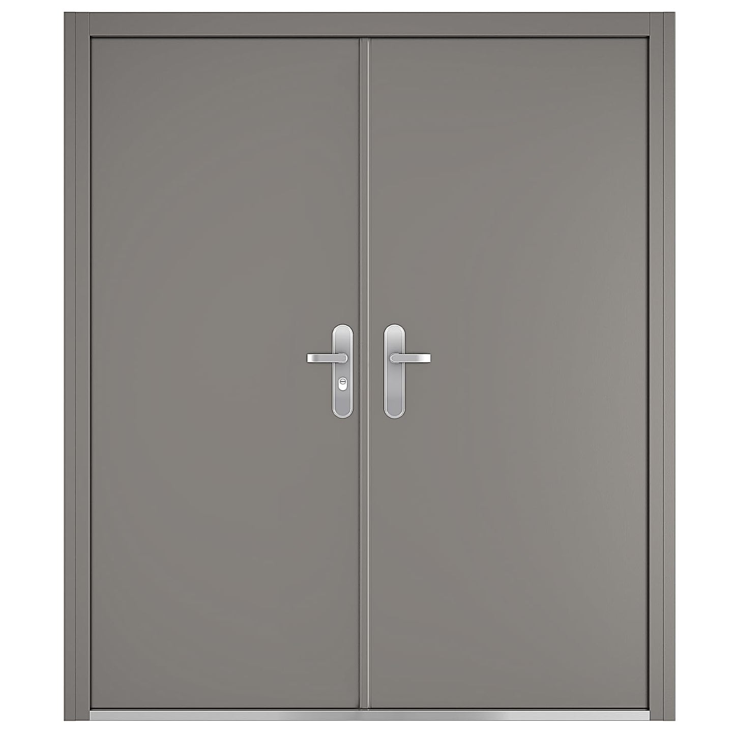 VIZ-PRO Quick Mount Double Steel Security Door with Frame and Hardware, Gray Left Side-Active Leaf Inward