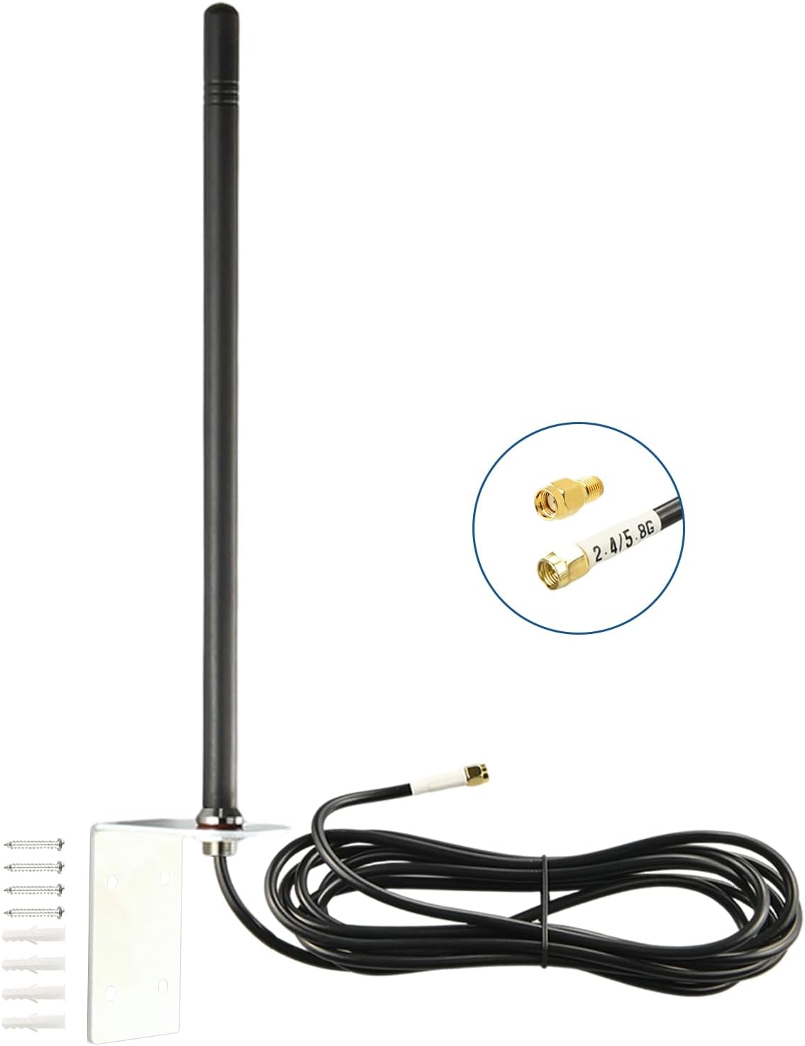 Boobrie 2.4Ghz 5Ghz/5.8Ghz 9.84ft Dual Band Outdoor WiFi Antenna Omnidirectional WiFi Antenna Cable SMA Male & RP-SMA