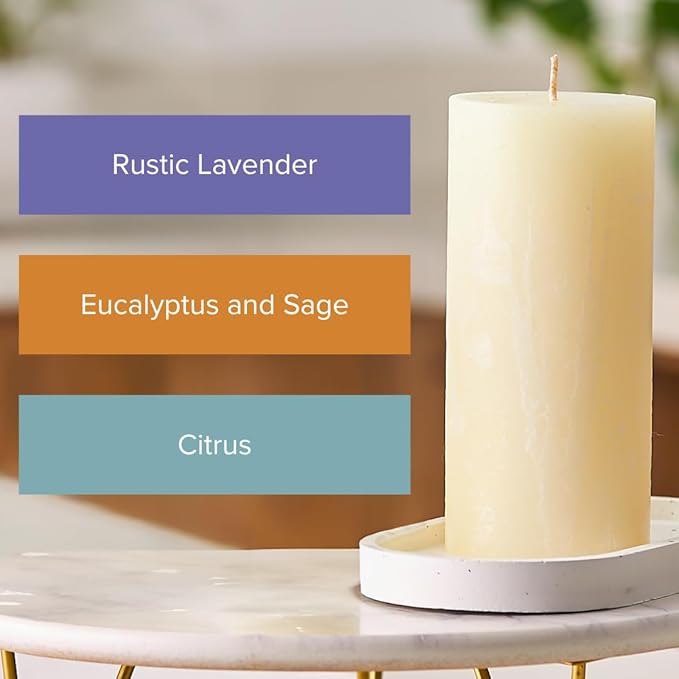 Simply Soson 3x6 in. Ivory Scented Candles Set of 3 - Eucalyptus Sage, Citrus, Rustic Lavander - Home Aromatherapy Decor