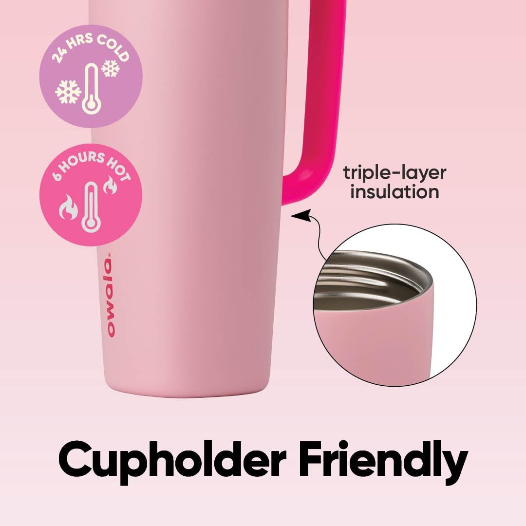Owala SmoothSip Slider Travel Mug - 24 oz Stainless Steel, Leak Proof & Insulated for Hot/Cold Drinks
