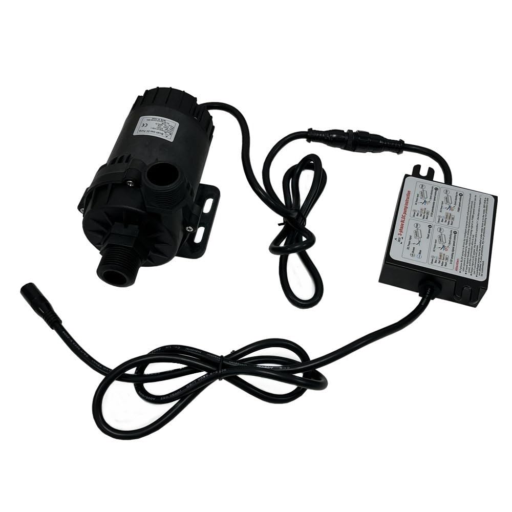 SHYSKY Heavy Duty Low Noise 24V 120W Micro Brushless DC Water Pump DC60G-24120S-1 39ft 1003GPH, DRY RUN Protection, For Cooling Circulation Pressure Sys