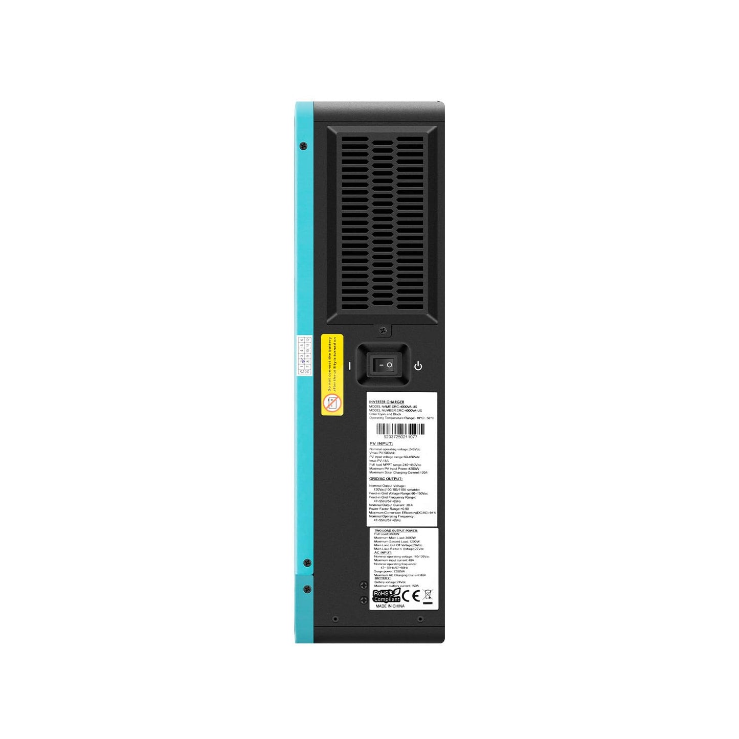 3600W Pure Sine Wave Solar Inverter with 120A MPPT Charge Controller - 24V DC to 110V AC Converter for RV, Home Backup and Off-Grid Systems