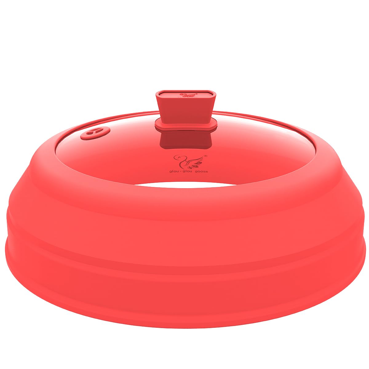 Microwave Splatter Cover Glass Splatter Guard Lid with Collapsible Silicone for Small Bowls Food Plate Cover 9 inch Red