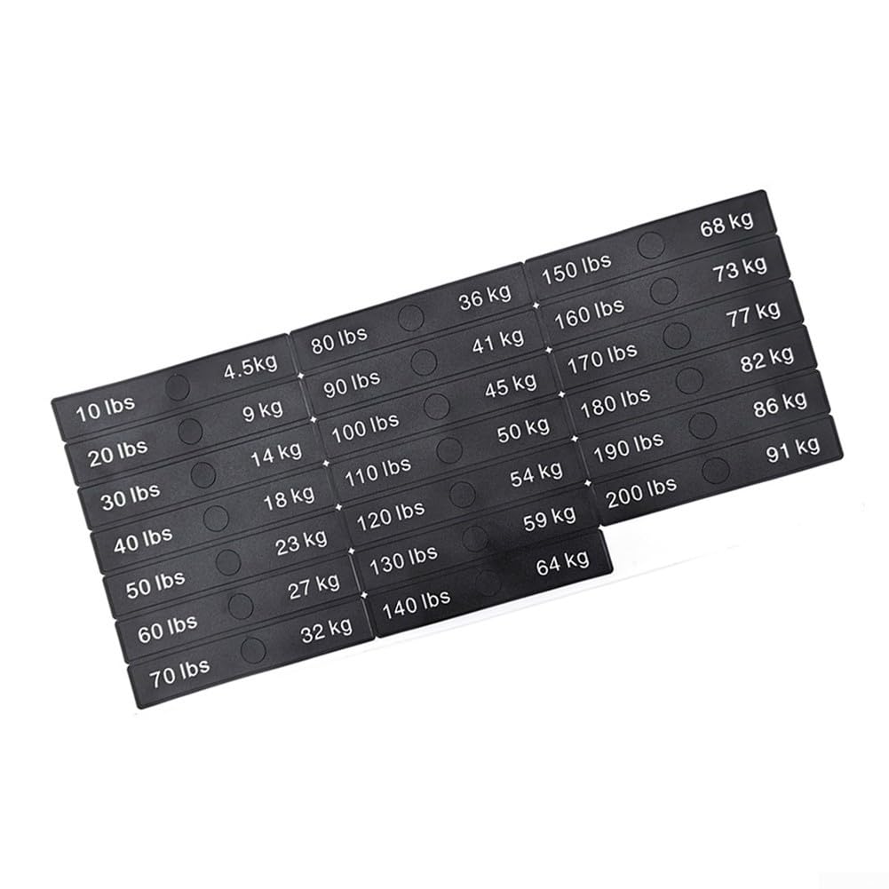 10LB-340LB Fitness Equipment Weight Stickers, PP Labels for Gym Weight Stack Blocks, Quick Identification for Dumbbells Barbells and Cable Machines, Black(10LB-200LB)