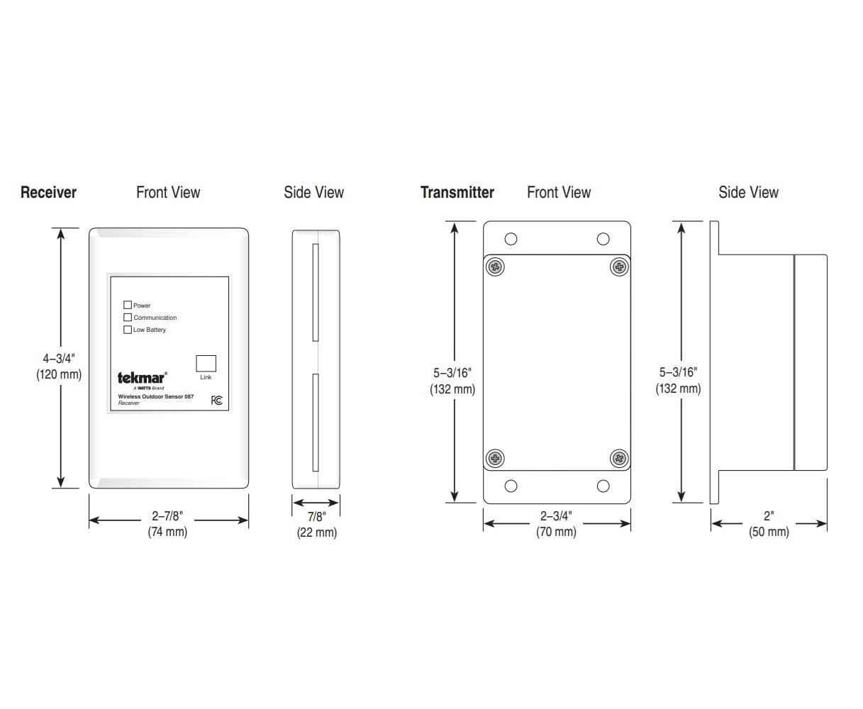 tekmar Wireless Outdoor Sensor 087 | Measure the Outdoor Temperature Without Any Exterior Wiring, No Outside Wiring Required | Easy Installation, Better Management of Heating and Cooling