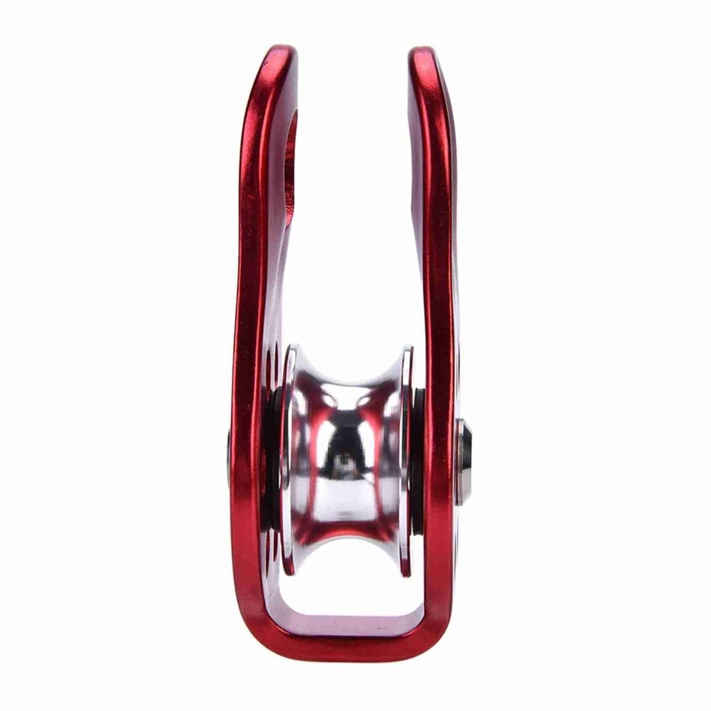 Chiffonade 2 Pcs 20KN Heavy-Duty Aluminum Alloy Pulley - Fixed Side Rope Pulley for Climbing, Rappelling & Outdoor Activities (Red)