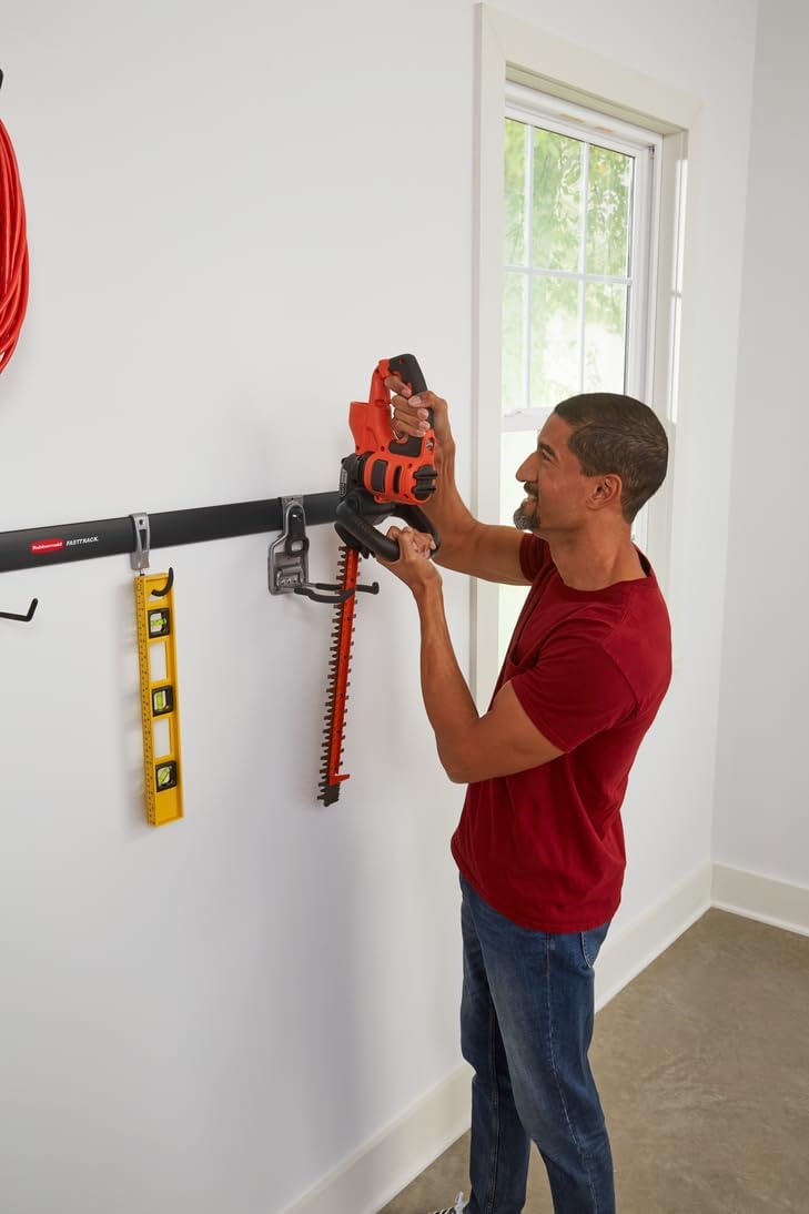Rubbermaid Fasttrack Garage Storage Hooks - 7-Piece Heavy-Duty Tool Organizer Kit | Black