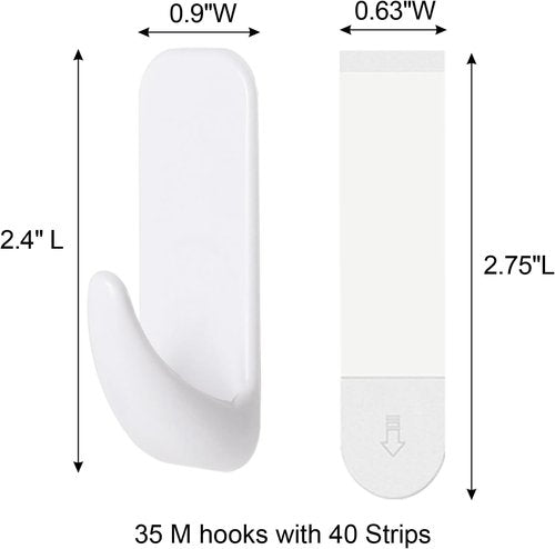 JulyWind Heavy-Duty Wall Hooks - 35pcs Towel Hangers with 40 No-Damage Adhesive Strips | Ideal for Bathroom & Dorm Essentials