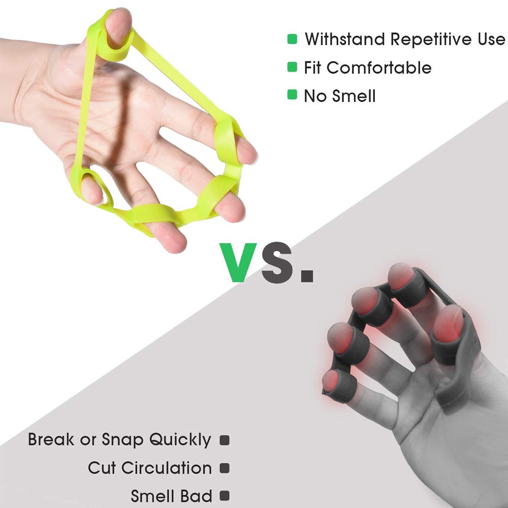 Pnrskter Hand Grip Strengthener, Finger Exerciser, Grip Strength Trainer (6 PCS),New Material,Forearm Grip Workout, Finger Stretcher, Relieve Wrist Pain, Carpal Tunnel, Trigger Finger, Mallet Finger and More.