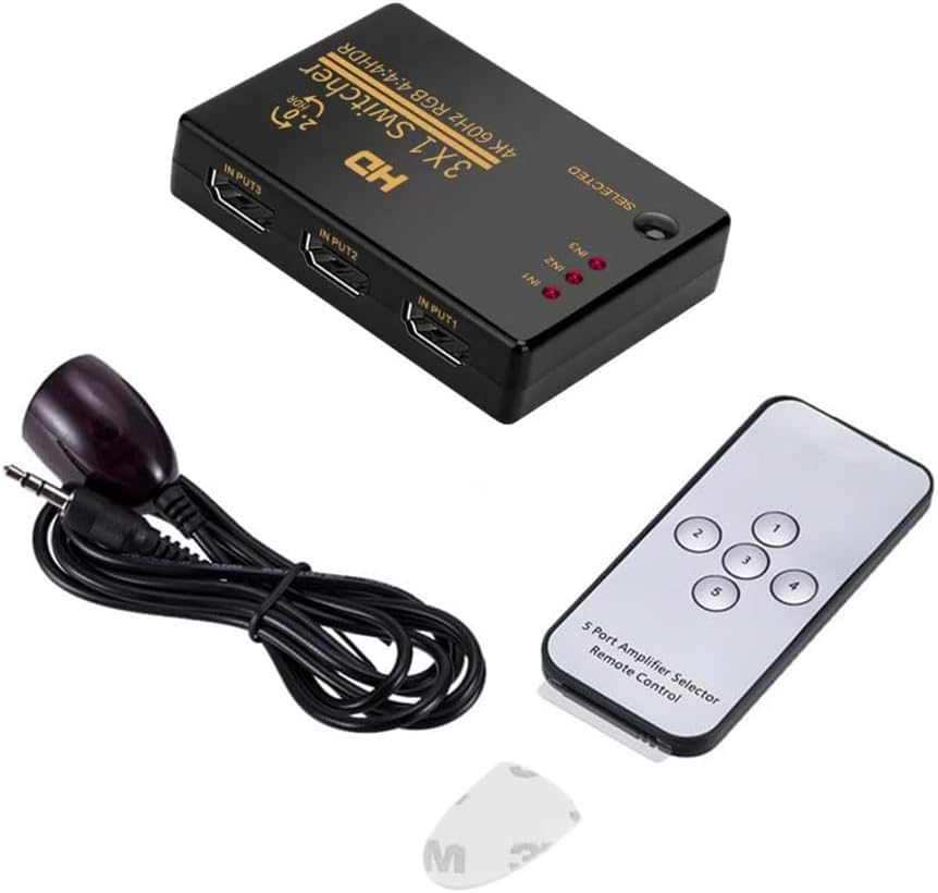 AKUYAO 4K 30Hz 3-in-1 3-Port Set-top PS3, HDTV Video Switch Splitter Switching Console Switch with Remote Control