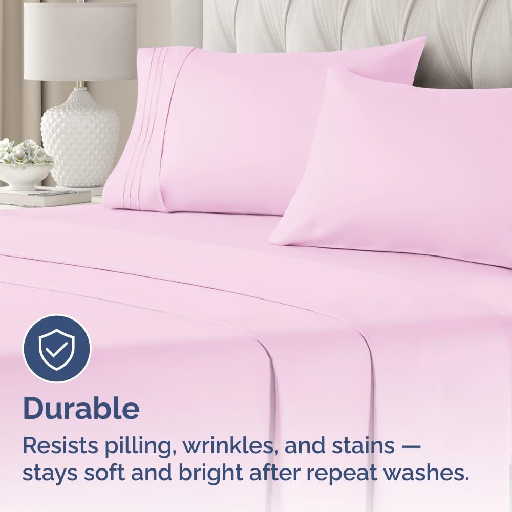 Skiennix Body Pillowcases Set of 4 | Soft, Breathable 20x54 Long Pillow Covers - Machine Washable, Fade-Free (Light Pink)