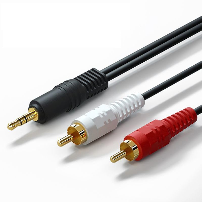 ThtRht 2 Pack 1/8'' 3.5mm 2 Mp3 1.5 Audio Cable TRS Male to RCA Male Stereo Sound Cord for Computer Phone Port