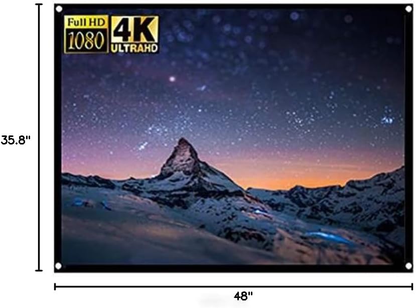 Eboxer 60 Inch, 4:3, Projector Screen, Foldable, Double Sided, for Home Theater Indoor Outdoor, Wall Mount or Frame
