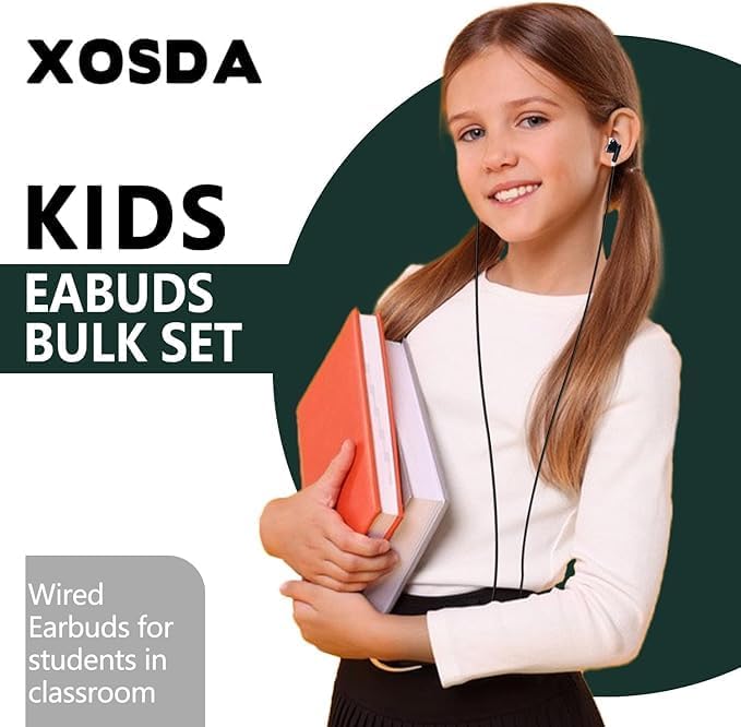 50 Pack Set Girls(XPG101, 50 Bulk Earbuds Headphones for Kids Classroom, Wholeslae Wired Earphones Class for School