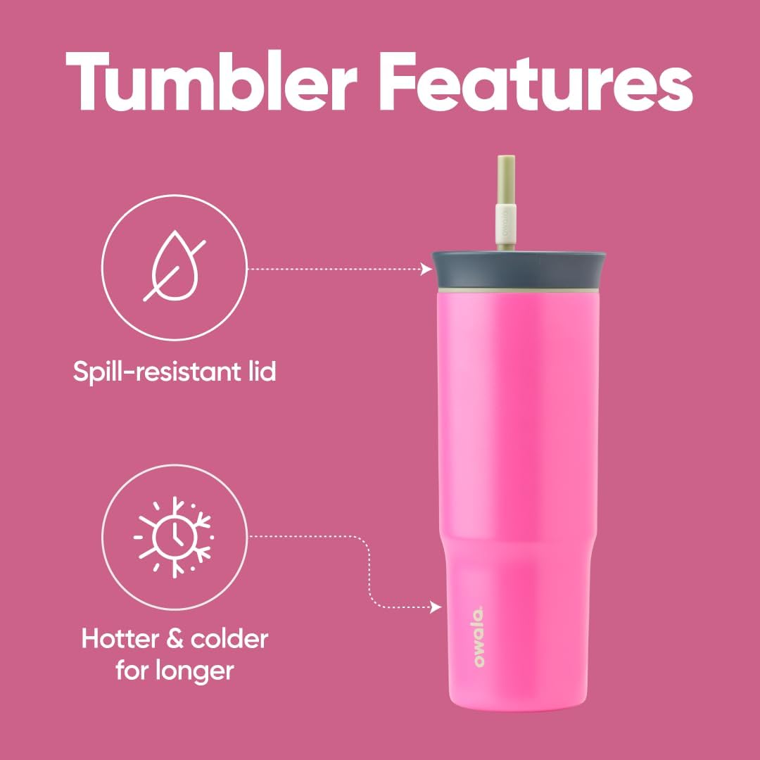 Owala Stainless Steel Travel Tumbler - Triple Layer Insulation, Spill-Resistant Lid, 24 oz | Watermelon Breeze