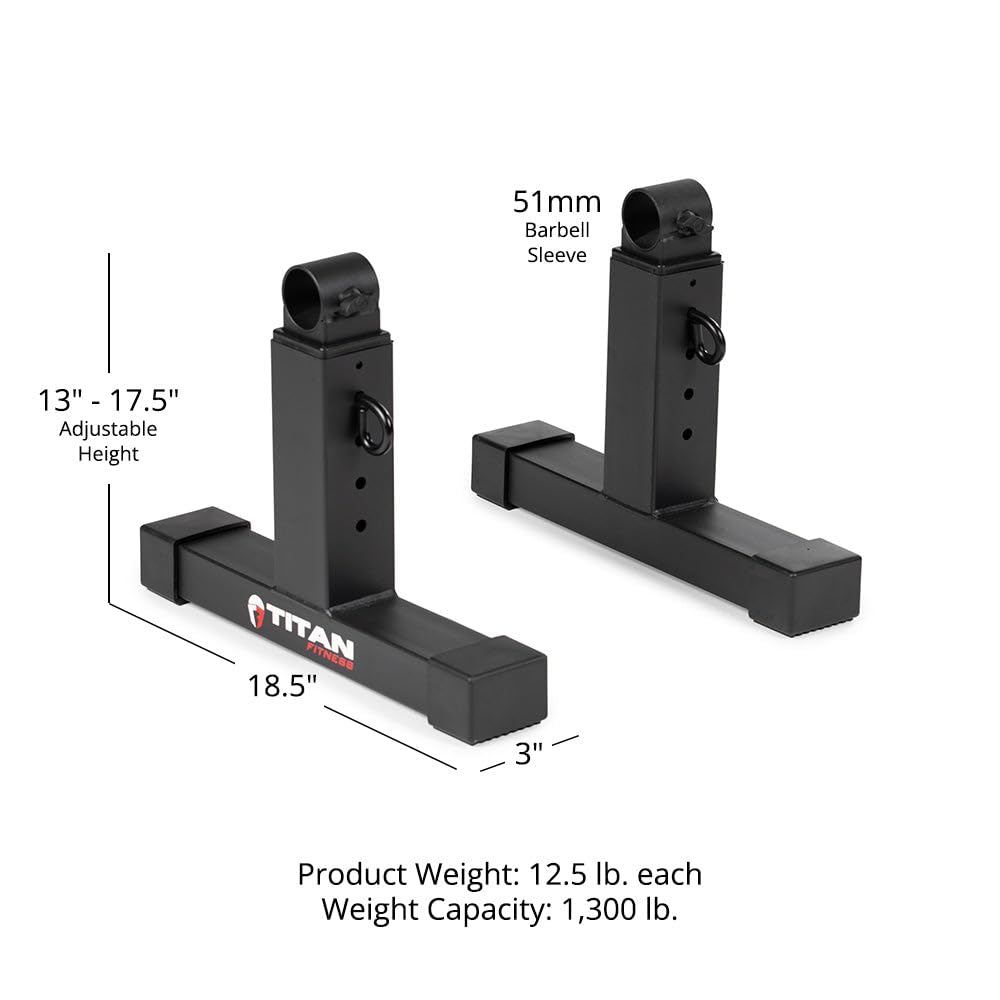 Titan Fitness Adjustable Deadlift Pulling Blocks, Olympic Barbell Jack, 1,300 LB Capacity, 4 Height Settings for Home Gym Weightlifting