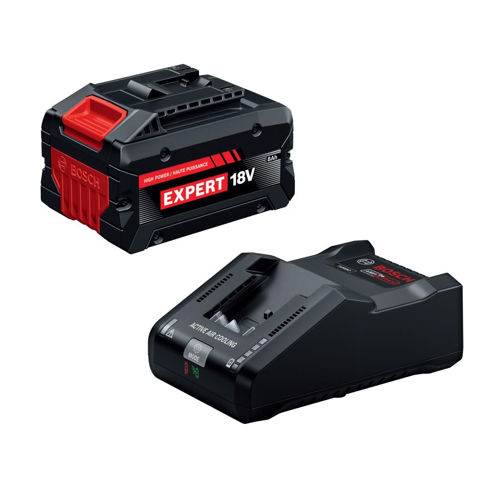 BOSCH GXS18V-27N18X 18V Battery and Charger Kit with 8.0 Ah High Power Battery and 16 Amp Turbo Fast Charger