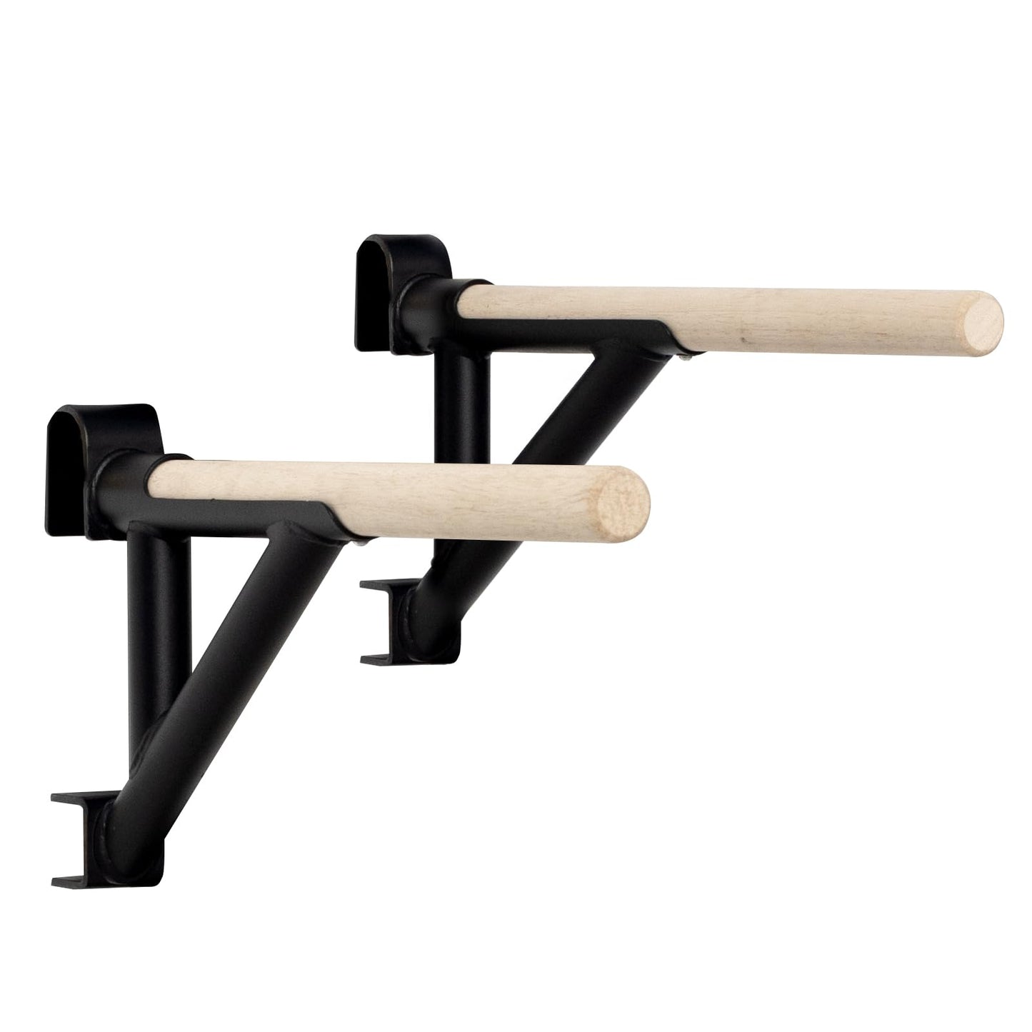RIOWLAU Swedish Ladder Dip Bar Attachment, Fits TS003A Ladder, Wood Stall Bar for School, Physical Therapy and Gymnastics, Multi-grip (Black, 20"L x 2"W x 11"H)