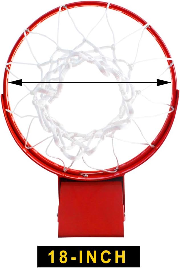 Professional 180º Heavy Duty Breakaway Basketball Rim，18 inch Single Spring Flex Rim Goal Replacement fit Indoor and Outdoor Backboard