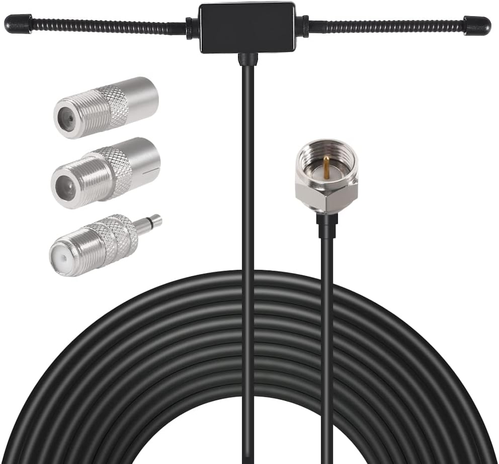 DORHEA 3 FM Dipole Antenna Adhesive Mount with Connector Adapters for TV Radio Home Stereo Receiver Indoor Music System