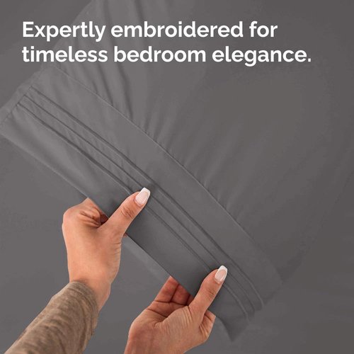 King Pillow Cases by [Brand Name] - Ultra Soft Hotel Quality Covers | Wrinkle-Free & Fade Resistant - 4 Piece Set in Dark Grey