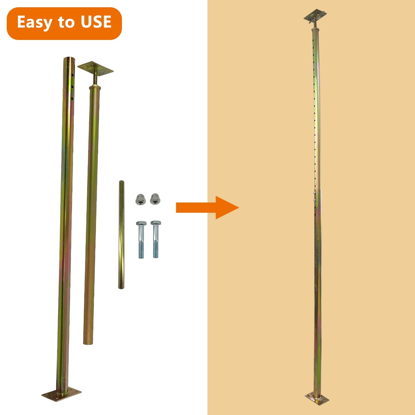 ASTAMOTOR 2 Pack 59" - 100" Adjustable House Floor Wall Jack Post Pole Rod Fit for Leveling Framing Basement Crawlspace Beam Roof Stair Ceiling