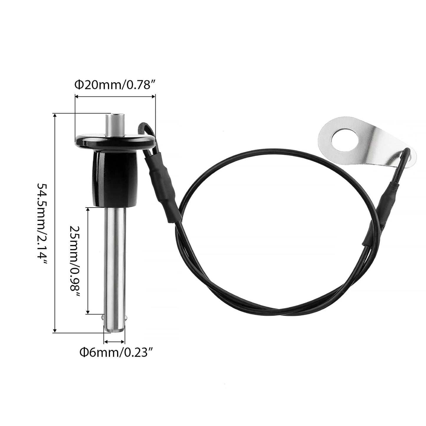 ZOWZEA 304 Stainless Steel Quick Release Pin 0.24 Inch(6mm) Diameter Ball Locking Pin with Push Button Lanyard Cable Usable Length 0.98"(25mm)