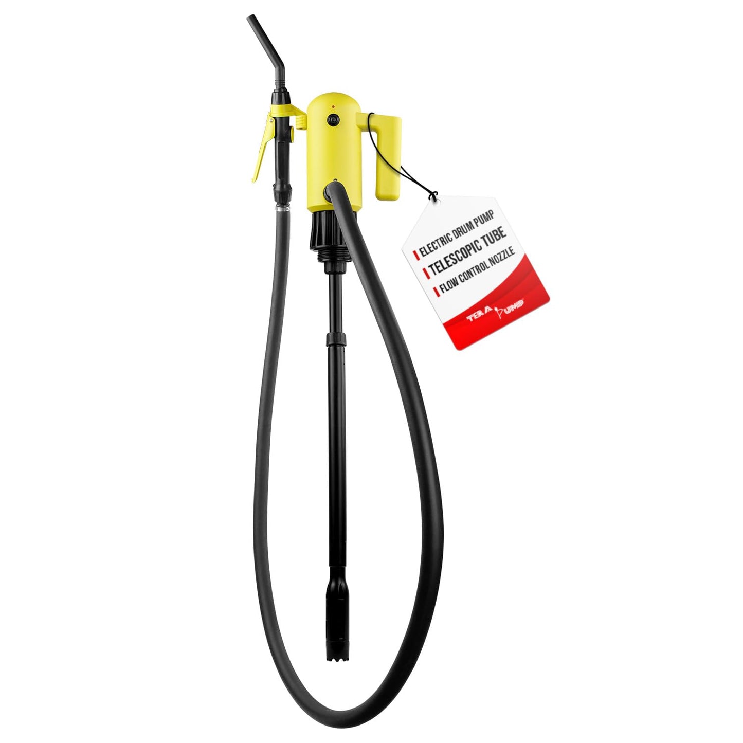 TERA PUMP 15-55 Gallon Drum Barrel Gasoline Transfer Pump, Telescopic E85 Electric (4.2 GPM) for Gas, Diesel, E15, DEF with 2inch NPT and Butress Adapters