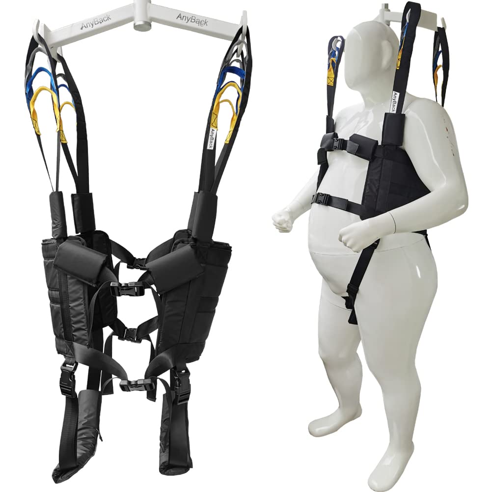 Patient Lift Sling Medical Aid Standing Transfer Belt Walking Strap Heavy Duty Carrier Fold Up Full Body Get Up Sit to Stand Assist for Elderly Senior AnyBack Black