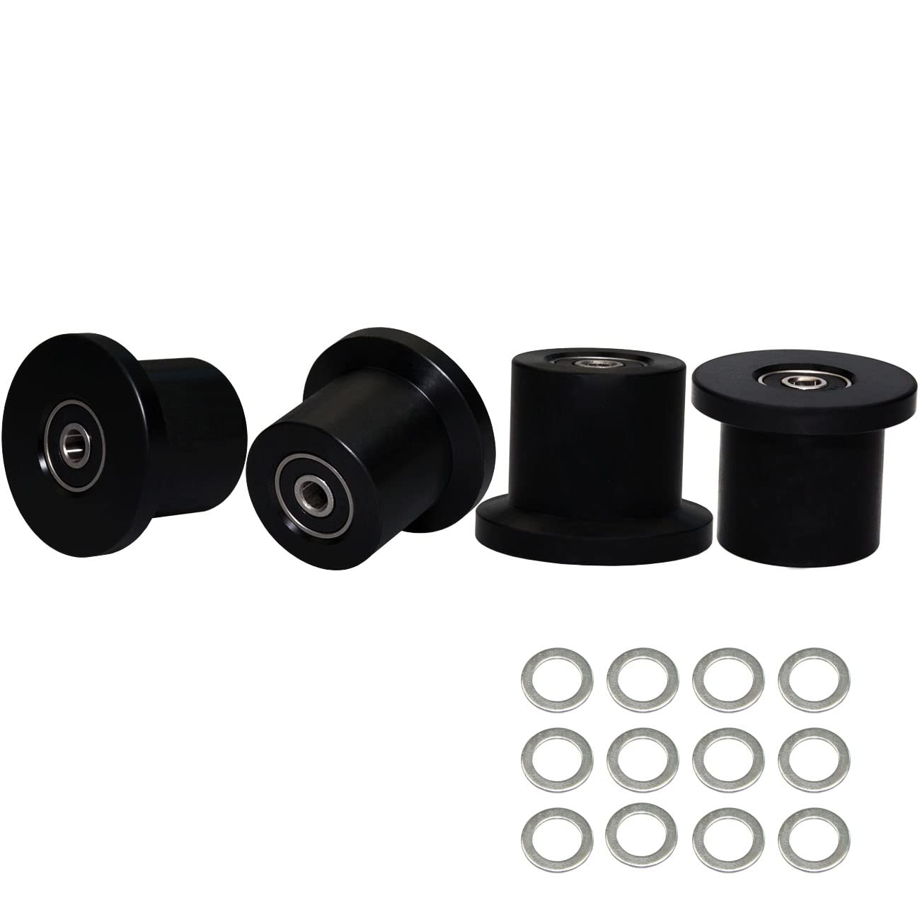 Total Gym Replacement Set Wheels/Rollers for Models XL, XLS and Some 3000 XL, All FIT, and Fit with Bearings Thru Hole of 1/4" in Diameter - 4 Pack (Black)