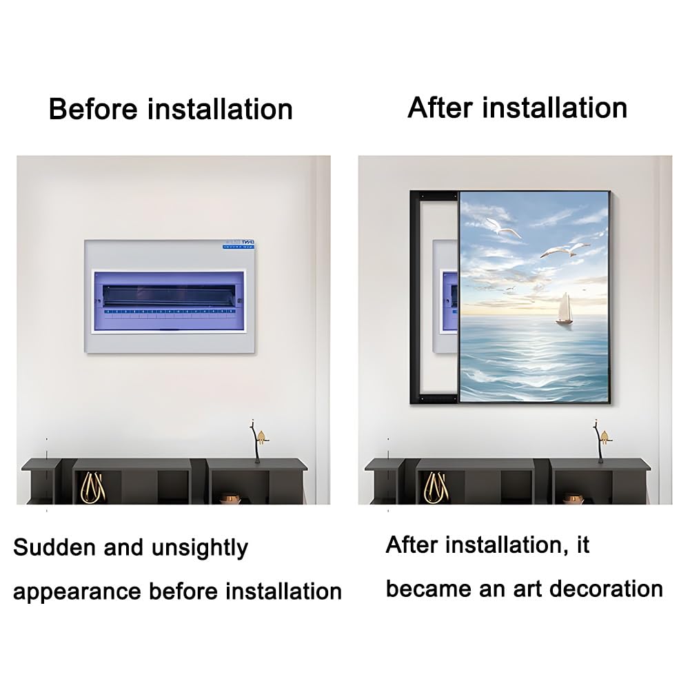Decorative Electrical Panel Cover - Hidden Circuit Breaker & Fuse Box Wall Art, Stylish Aluminum Alloy Frame for Home, Office, & Commercial Use