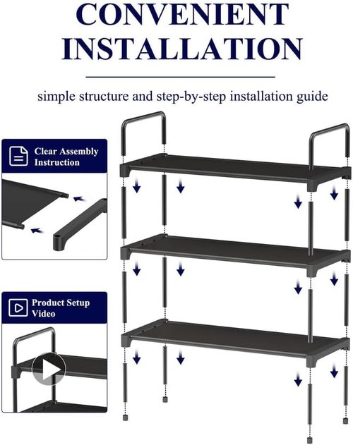 Kitsure Shoe Rack - Sturdy Space-Saving Shoe Storage for Closet | 27.6" Wide, Black