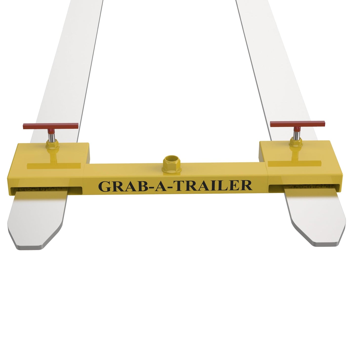 Grab-A-Trailer Forklift Hitch Attachment. Dual Pallet Fork Tow Adapter for Skid Steers and Forklifts with 500lb Tongue Weight Capacity, USA-Made. (Fits 1" Shank Tow Ball)