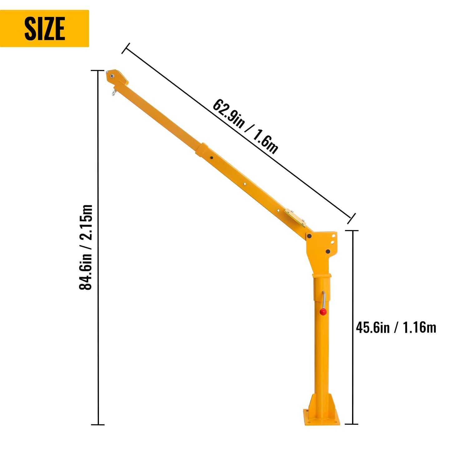 Migoda Davit Crane, 1100 lbs Truck Crane, 360° Swivel Manual Crane for Truck, Crane Hitch for Lifting Goods in Construction, Forestry, Factory, and Transport