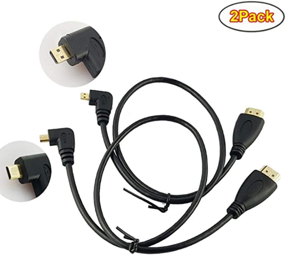 Seadream 2Pack 1.64 50CM 90 (2Pack Feet Degree Angle Micro HDMI Male to HDMI Male Cable Connector Each of Right Angle