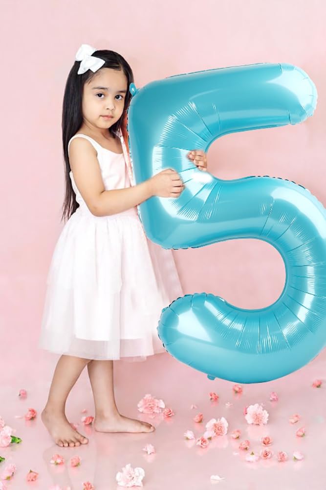 Skiennix 40-Inch Pastel Blue Number Balloons - Perfect for 2nd, 12th, 21st Birthday & Celebration Decor