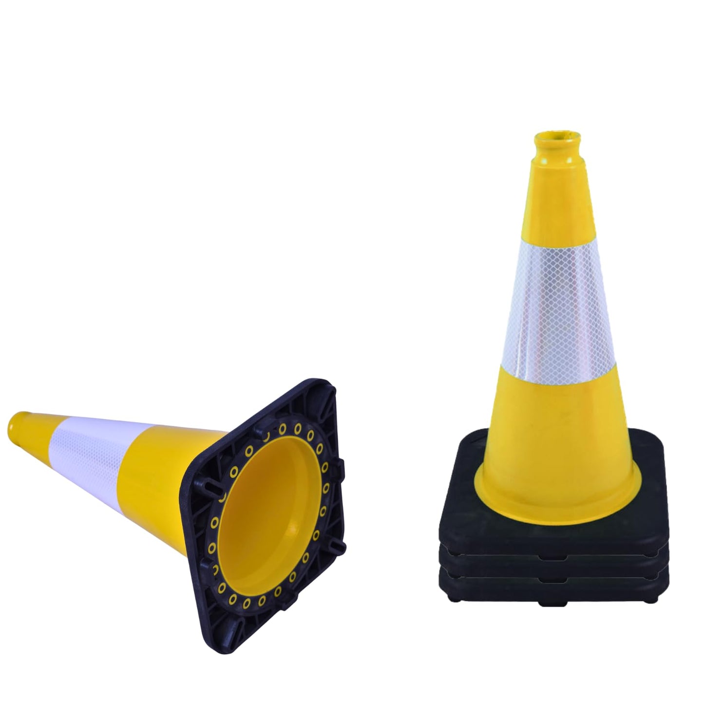 OranclUS 4 Pack 18 Inch Yellow PVC Safety Cones Black Base Stable, Perfect for Parking Practice, Driving School, Construction and Outdoor Sports (4, Yellow, 18 Inch)