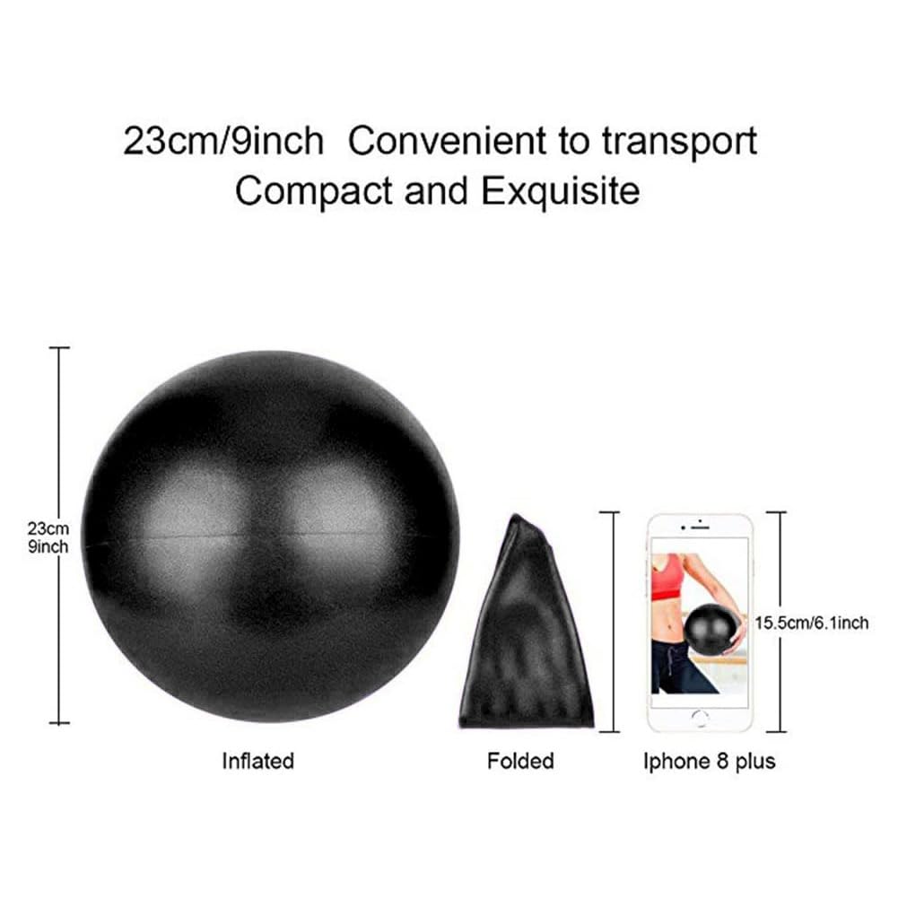 Alsurea 2 Pack Exercise Balls, 8-9 Inch Mini Pilates Yoga Balls, Anti-Burst Small Fitness Balls for Pilates, Yoga, Core Training and Physical Therapy, Improves Balance (Black)