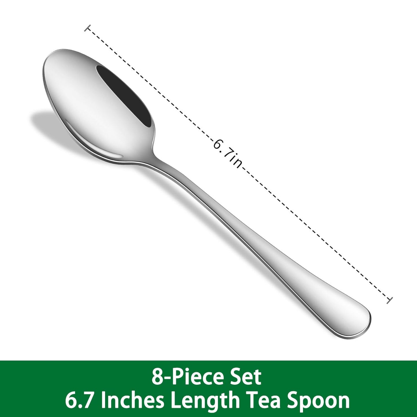 8-Piece 6.7 Inches Stainless Steel Tea Spoon,Durable Dishwasher Safe Teaspoons,Silverware Dessert Spoons For Kitchen,Small Spoons For Restaurant,Hotel