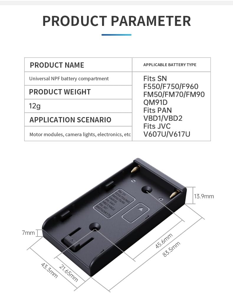 TONHOKJ 2 7.2V-8.4V (5.5/2.1mm) 1/4" NP-F970 F960 F770 F570 F550, PCS NP-F Battery Adapter Plate with DC Output, Screw