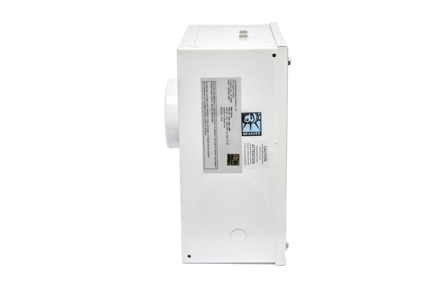 Festa AMG Patriot Radon Fan - Quiet and Energy Efficient 195 CFM Radon Mitigation System Inline Fan - 4" Electric Waterproof Inline Duct - Powder-coated steel – White